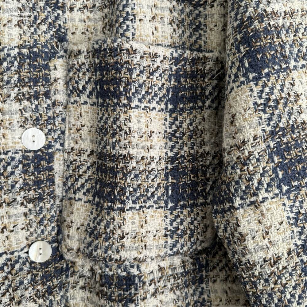 Blank NYC Once In A Lifetime Cropped Tweed Shacket Jacket Large Plaid Blue NWT - Picture 16 of 16